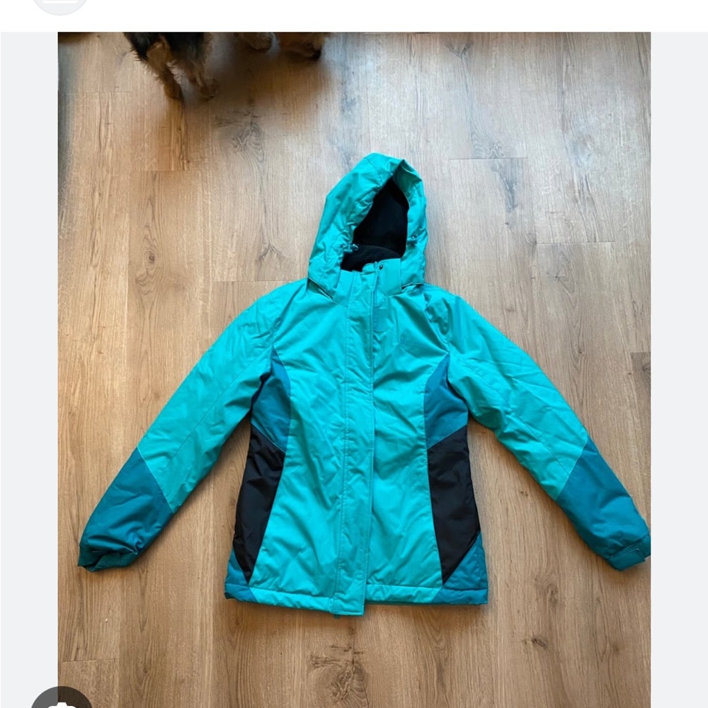 Women's Teal and Black Ski Jacket small tear under right arm